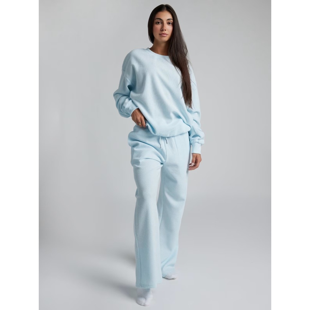 Comfrt | Waffle Lounge Pant 2XL Powder Blue Wide Leg Thermal Sweatpants